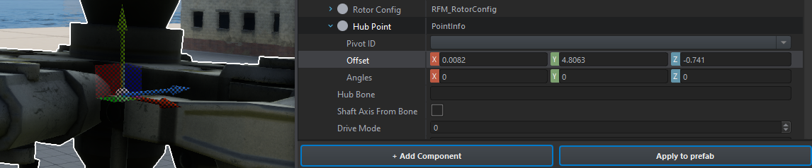 Setting a PointInfo in the inspector, with its gizmo in the viewport.
